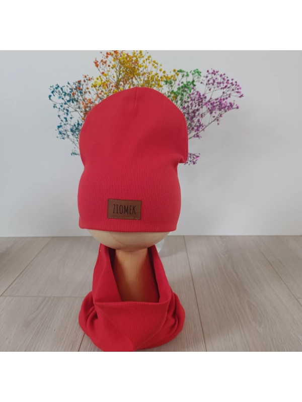 Komplet czapka i komin - kolor czerwień